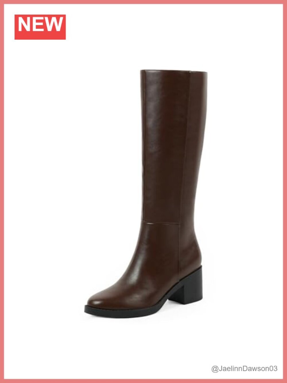 Womens Knee High Boots Chunky Block Heel Round Toe Tall Faux Leather